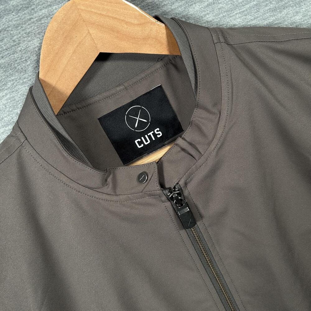 Cuts Bomber Jacket Mens Large Brown Gray Legacy Softshell Full Zip Lined Pockets